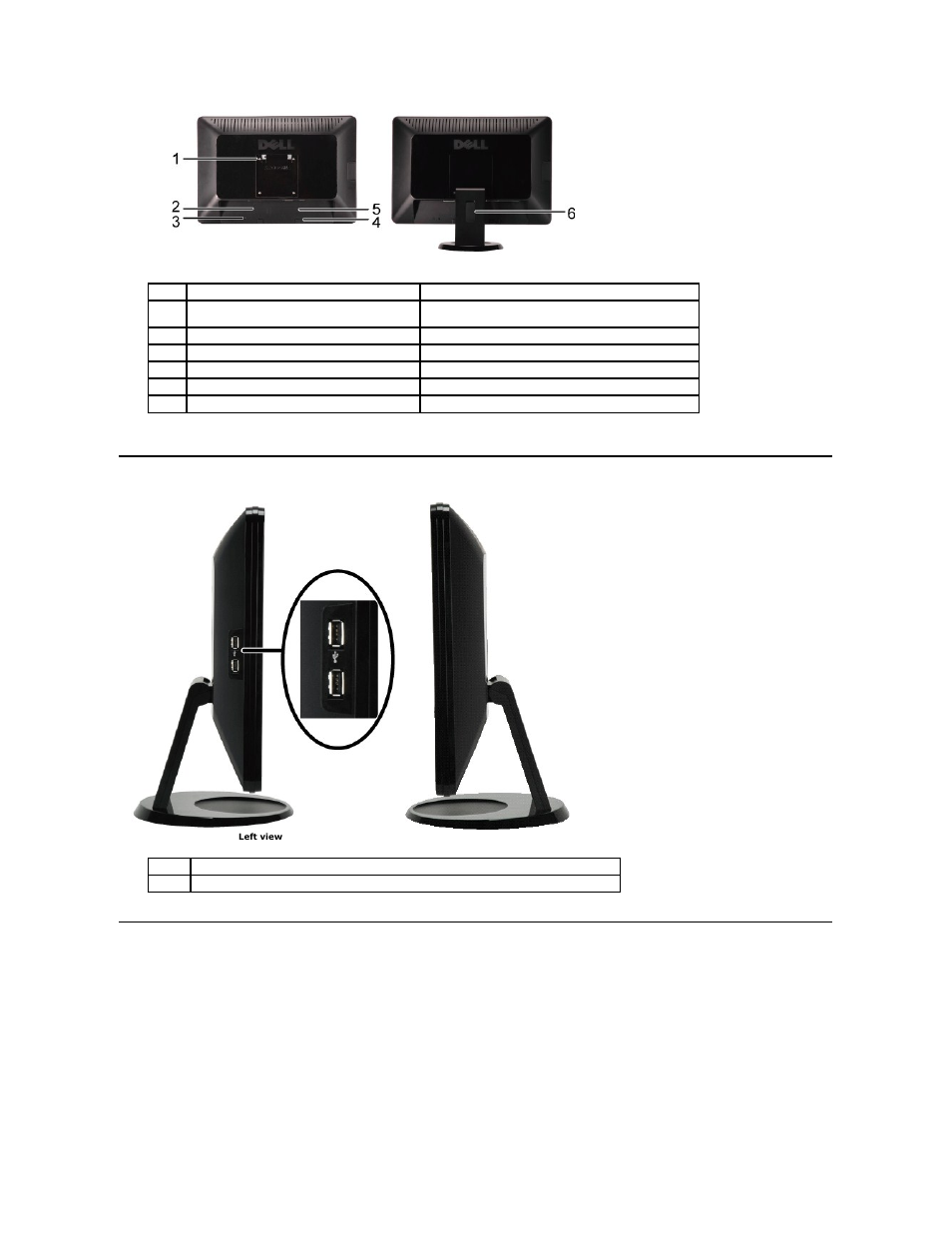 Side view, Bottom view | Dell SP2009WFP Monitor User Manual | Page 4 / 34