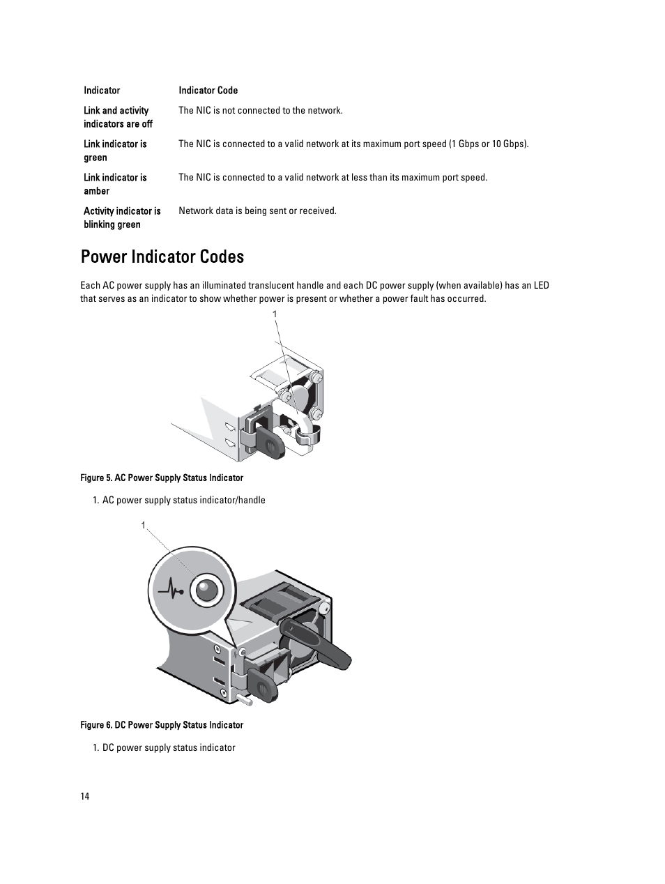 Power indicator codes | Dell PowerVault DX6112 User Manual | Page 14 / 125