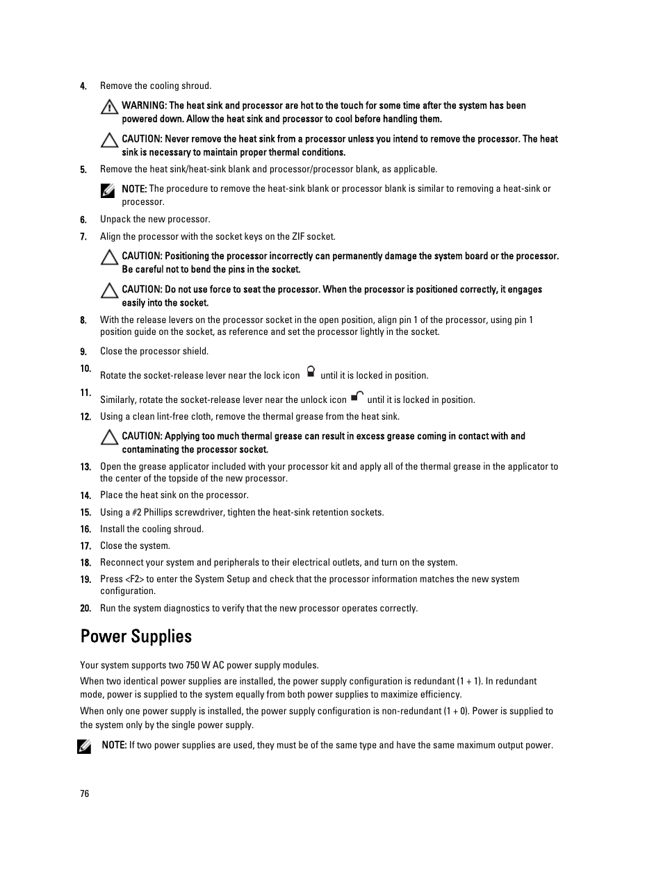 Power supplies | Dell PowerVault DX6112 User Manual | Page 76 / 125