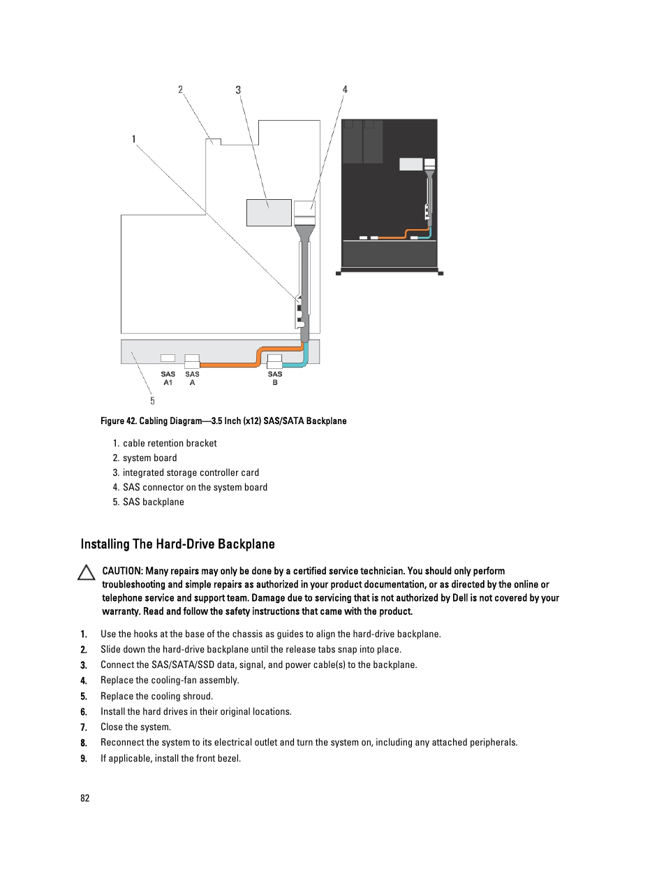 Installing the hard-drive backplane | Dell PowerVault DX6112 User Manual | Page 82 / 125