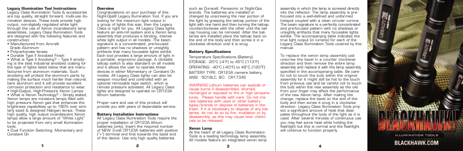 BLACKHAWK! Work Light User Manual | Page 2 / 2