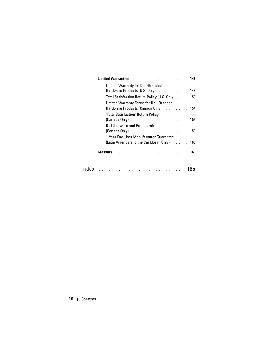 Index | Dell X50 Upgrade User Manual | Page 10 / 170