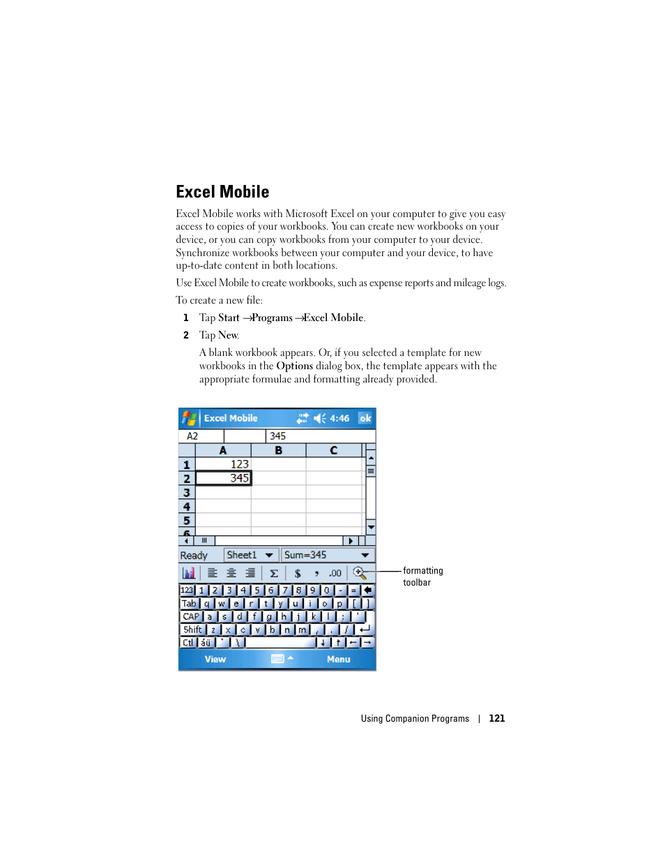 Excel mobile | Dell X50 Upgrade User Manual | Page 121 / 170