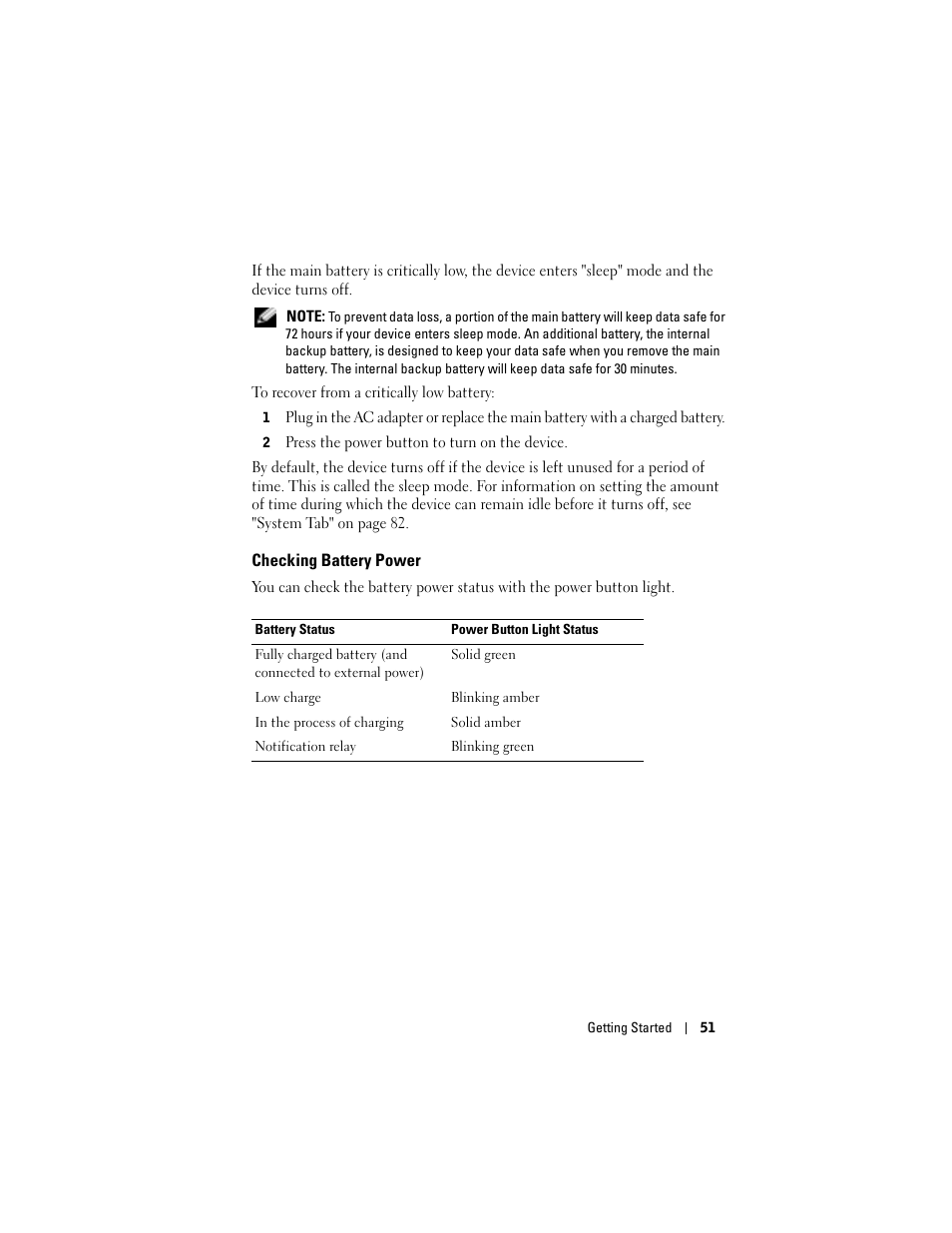 Checking battery power | Dell X50 Upgrade User Manual | Page 51 / 170