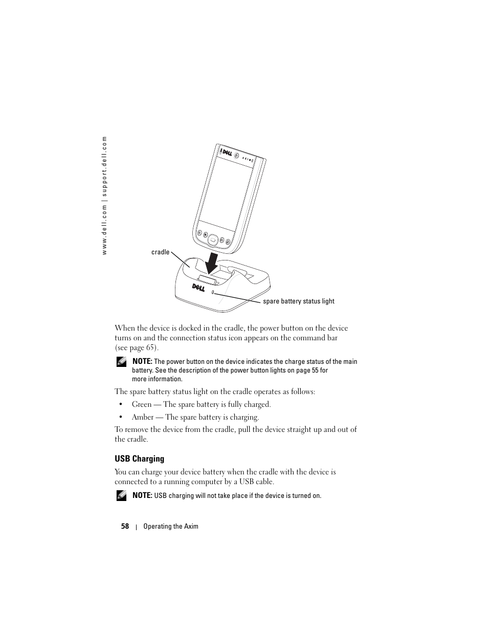 Usb charging | Dell X50 Upgrade User Manual | Page 58 / 170