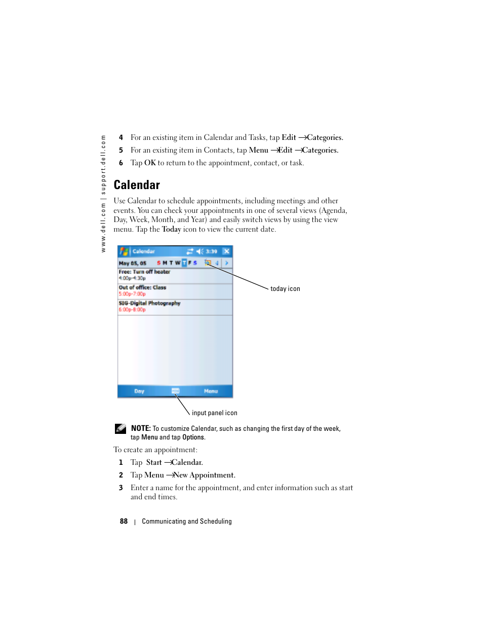 Calendar | Dell X50 Upgrade User Manual | Page 88 / 170