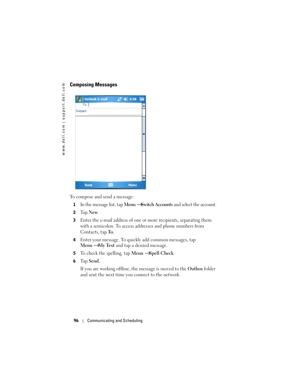 Composing messages | Dell X50 Upgrade User Manual | Page 96 / 170