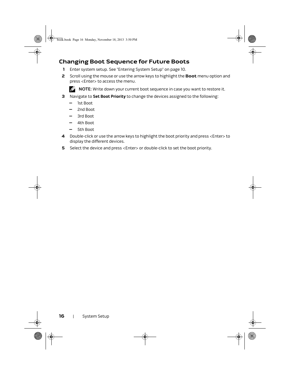 Changing boot sequence for future boots | Dell Alienware X51 R2 (Early 2013) User Manual | Page 16 / 18