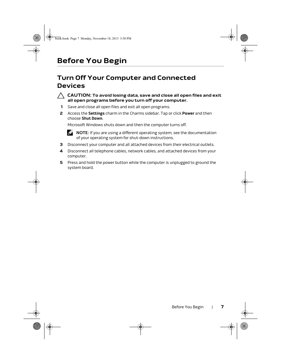 Before you begin, Turn off your computer and connected devices | Dell Alienware X51 R2 (Early 2013) User Manual | Page 7 / 18