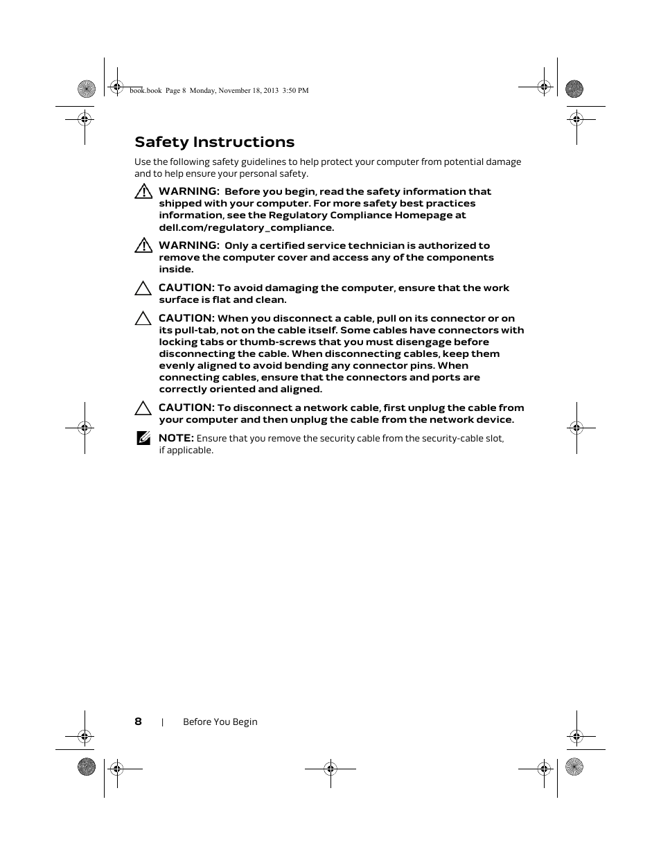 Safety instructions | Dell Alienware X51 R2 (Early 2013) User Manual | Page 8 / 18