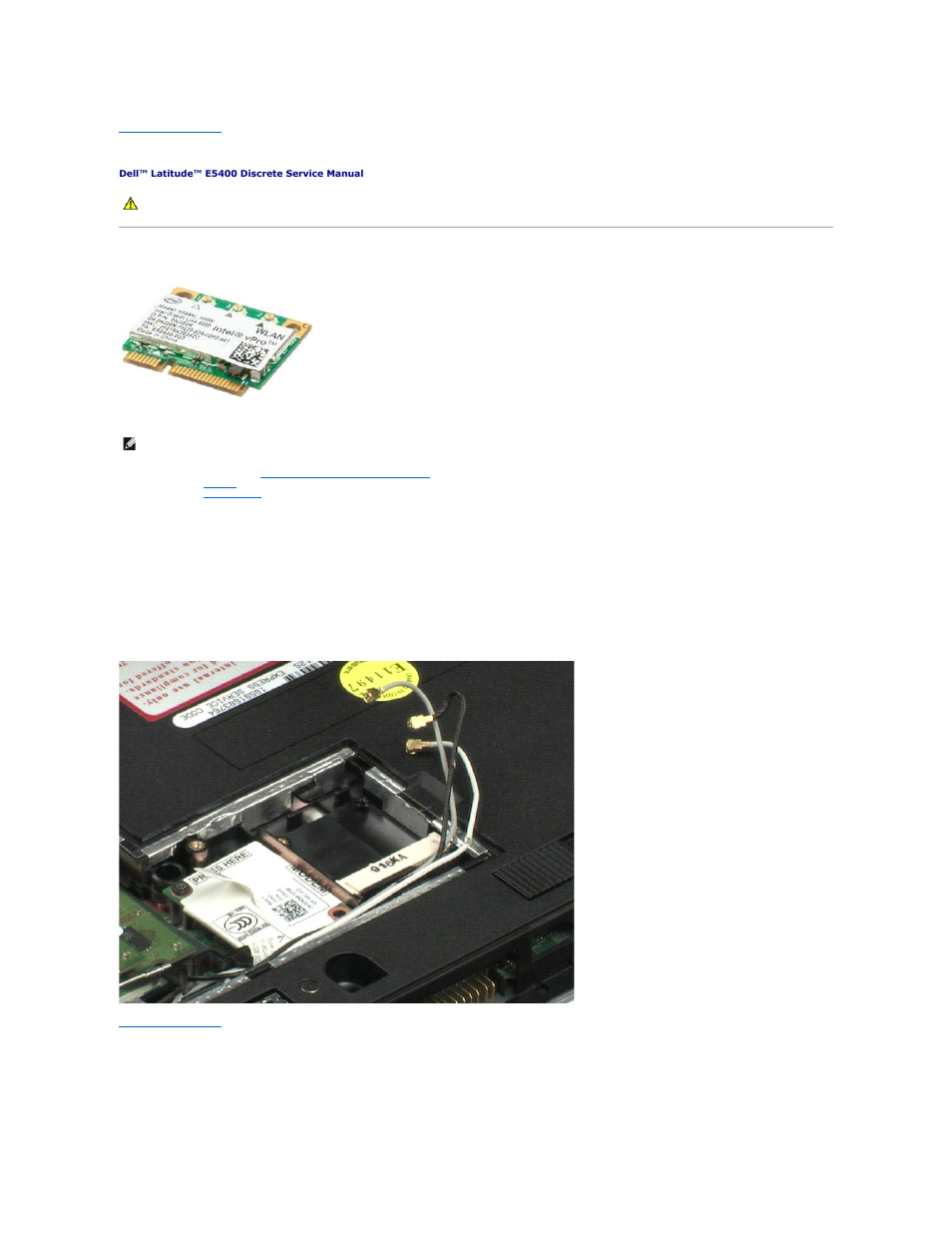 Wireless local area network (wlan) card, Removing the wlan card | Dell Latitude E5500 User Manual | Page 19 / 42