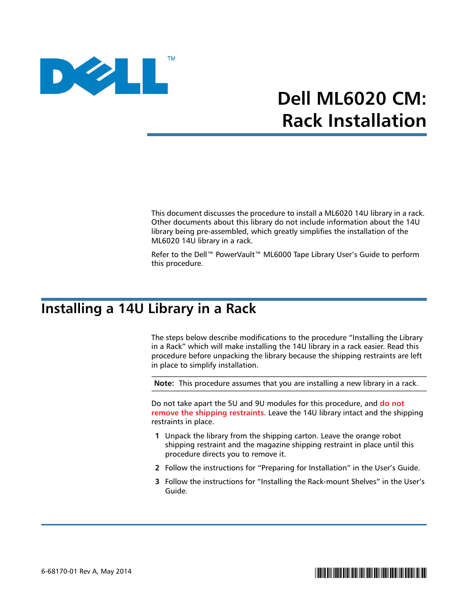 Dell PowerVault ML6000 User Manual | 2 pages