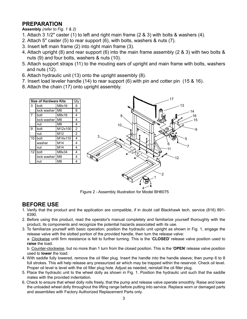 Preparation, Before use | BLACKHAWK! BH8075 User Manual | Page 3 / 8