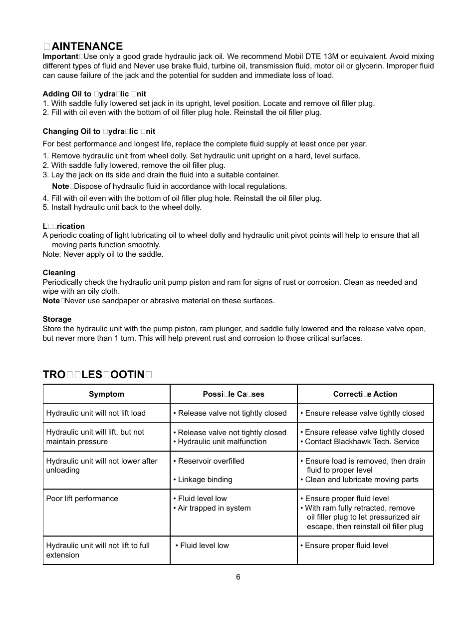Troubleshooting, Maintenance | BLACKHAWK! BH8075 User Manual | Page 6 / 8