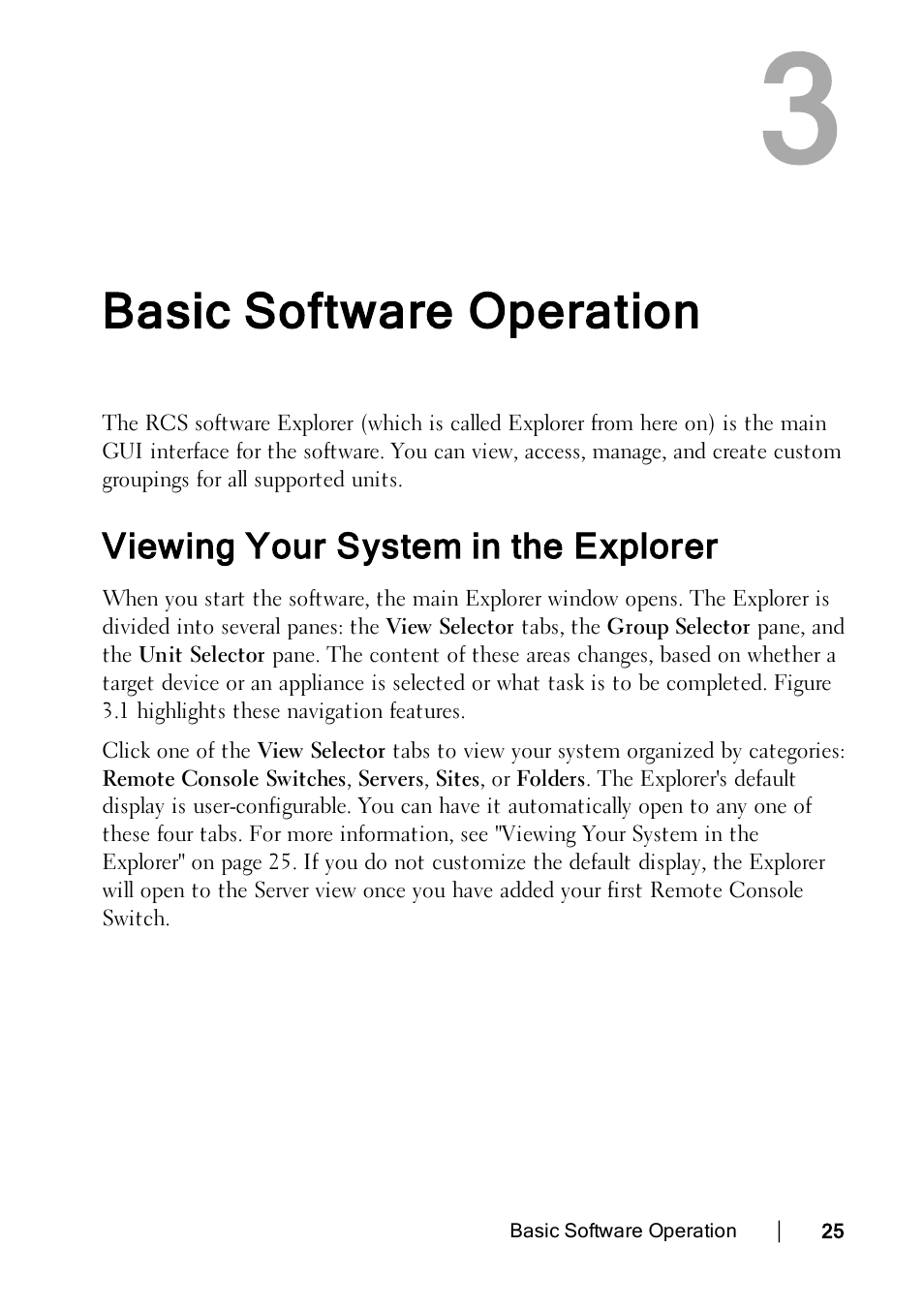 Basic software operation, Viewing your system in the explorer | Dell KVM 1082DS User Manual | Page 25 / 114