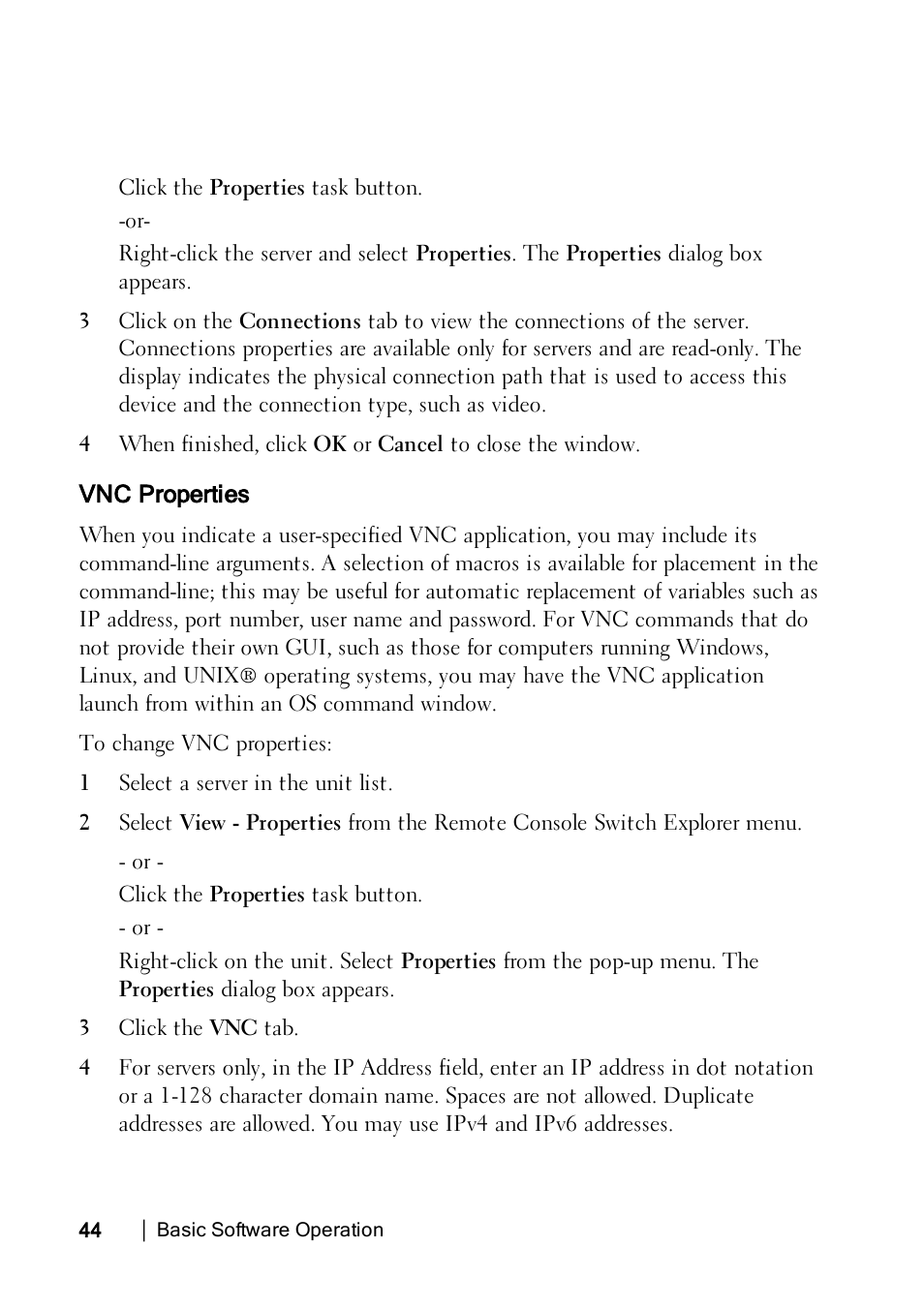 Vnc properties | Dell KVM 1082DS User Manual | Page 44 / 114