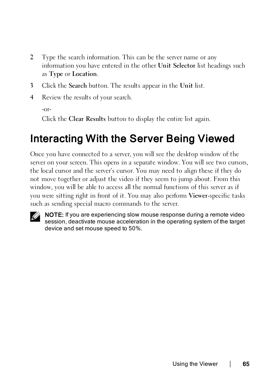 Interacting with the server being viewed | Dell KVM 1082DS User Manual | Page 65 / 114