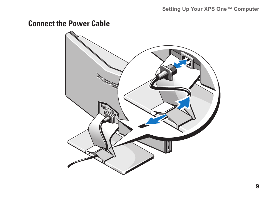 Connect the power cable | Dell XPS One 24 (Late 2008) User Manual | Page 11 / 80