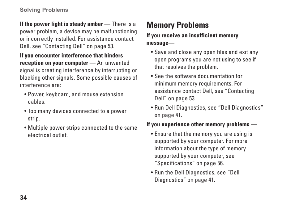 Memory problems | Dell XPS One 24 (Late 2008) User Manual | Page 36 / 80