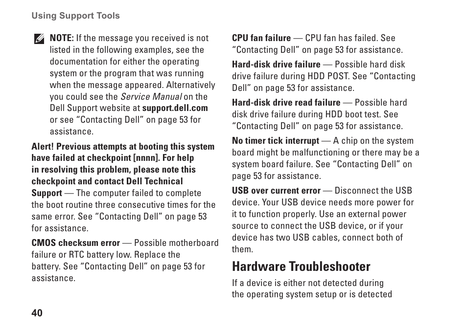 Hardware troubleshooter | Dell XPS One 24 (Late 2008) User Manual | Page 42 / 80