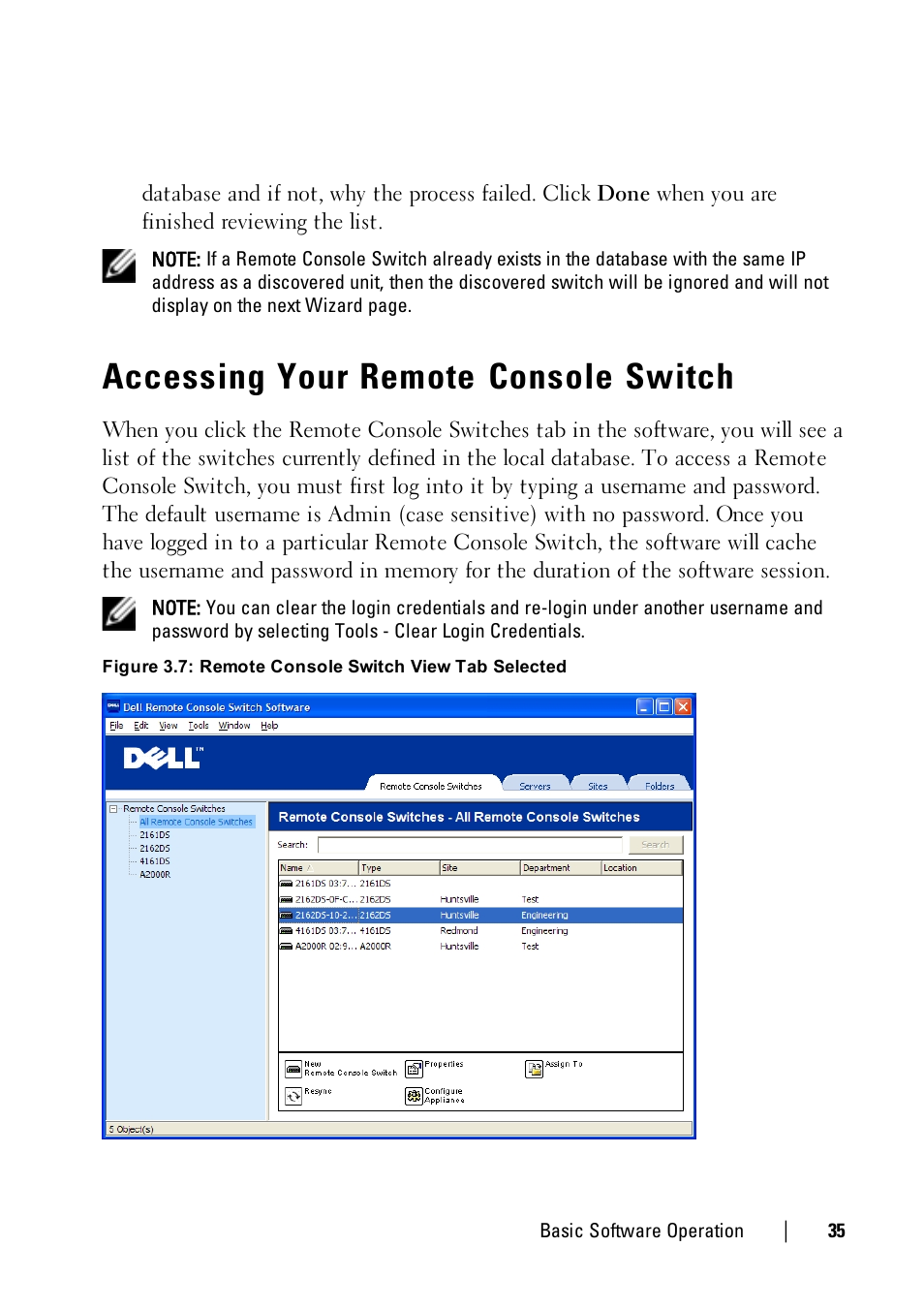 Accessing your remote console switch | Dell KVM 1081AD/ KVM 2161AD User Manual | Page 35 / 112