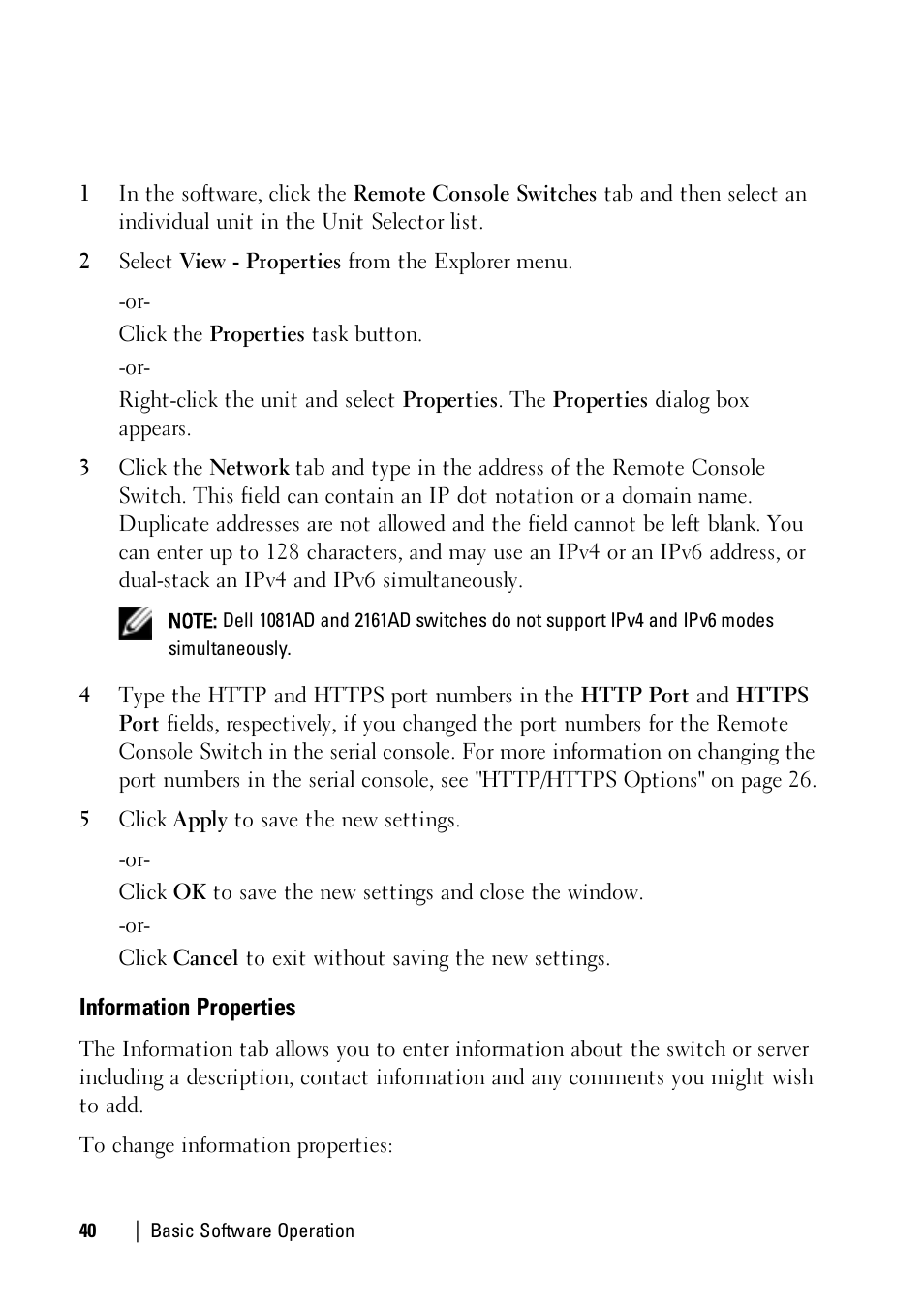 Information properties | Dell KVM 1081AD/ KVM 2161AD User Manual | Page 40 / 112