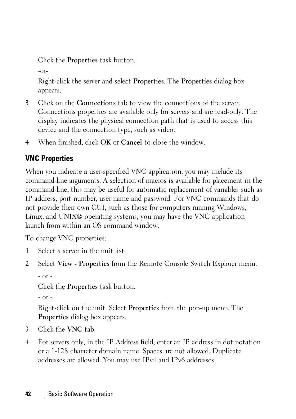Vnc properties | Dell KVM 1081AD/ KVM 2161AD User Manual | Page 42 / 112