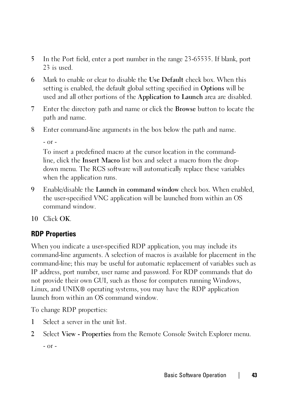 Rdp properties | Dell KVM 1081AD/ KVM 2161AD User Manual | Page 43 / 112