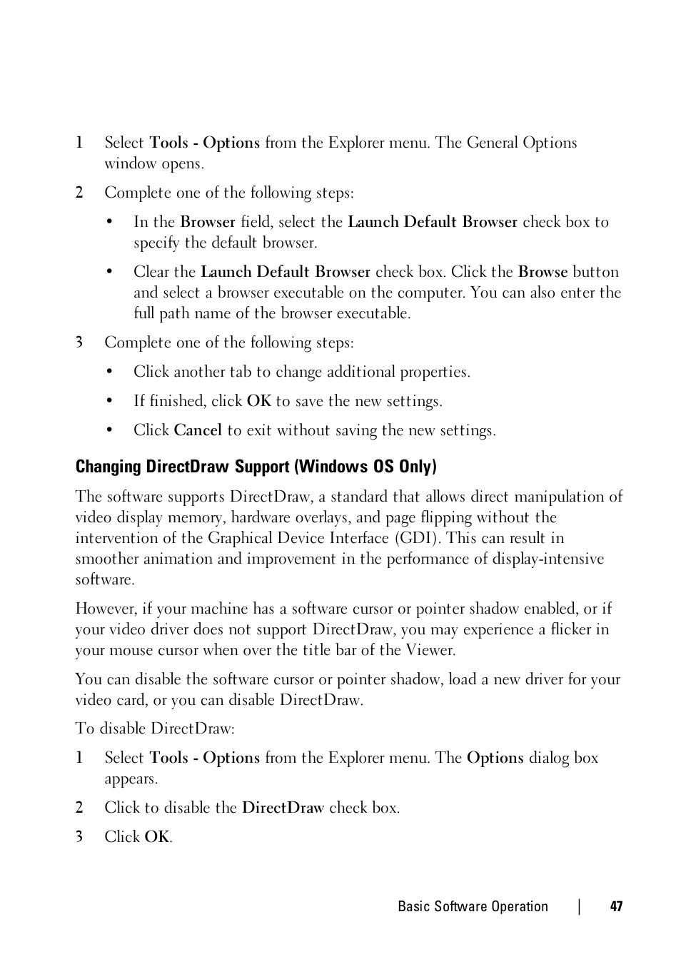 Changing directdraw support (windows os only) | Dell KVM 1081AD/ KVM 2161AD User Manual | Page 47 / 112