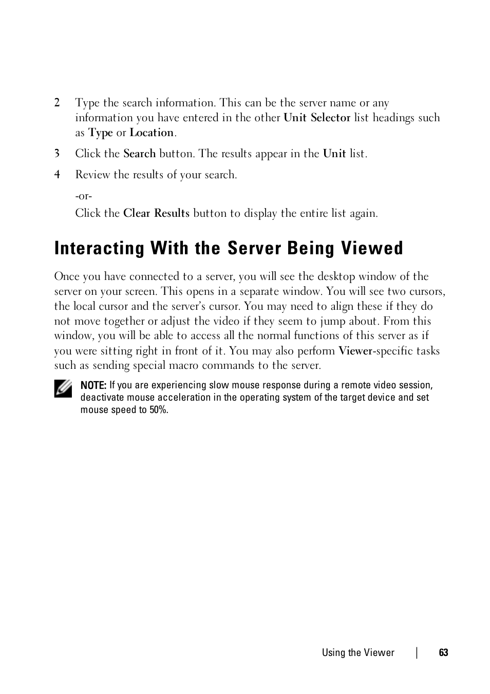 Interacting with the server being viewed | Dell KVM 1081AD/ KVM 2161AD User Manual | Page 63 / 112