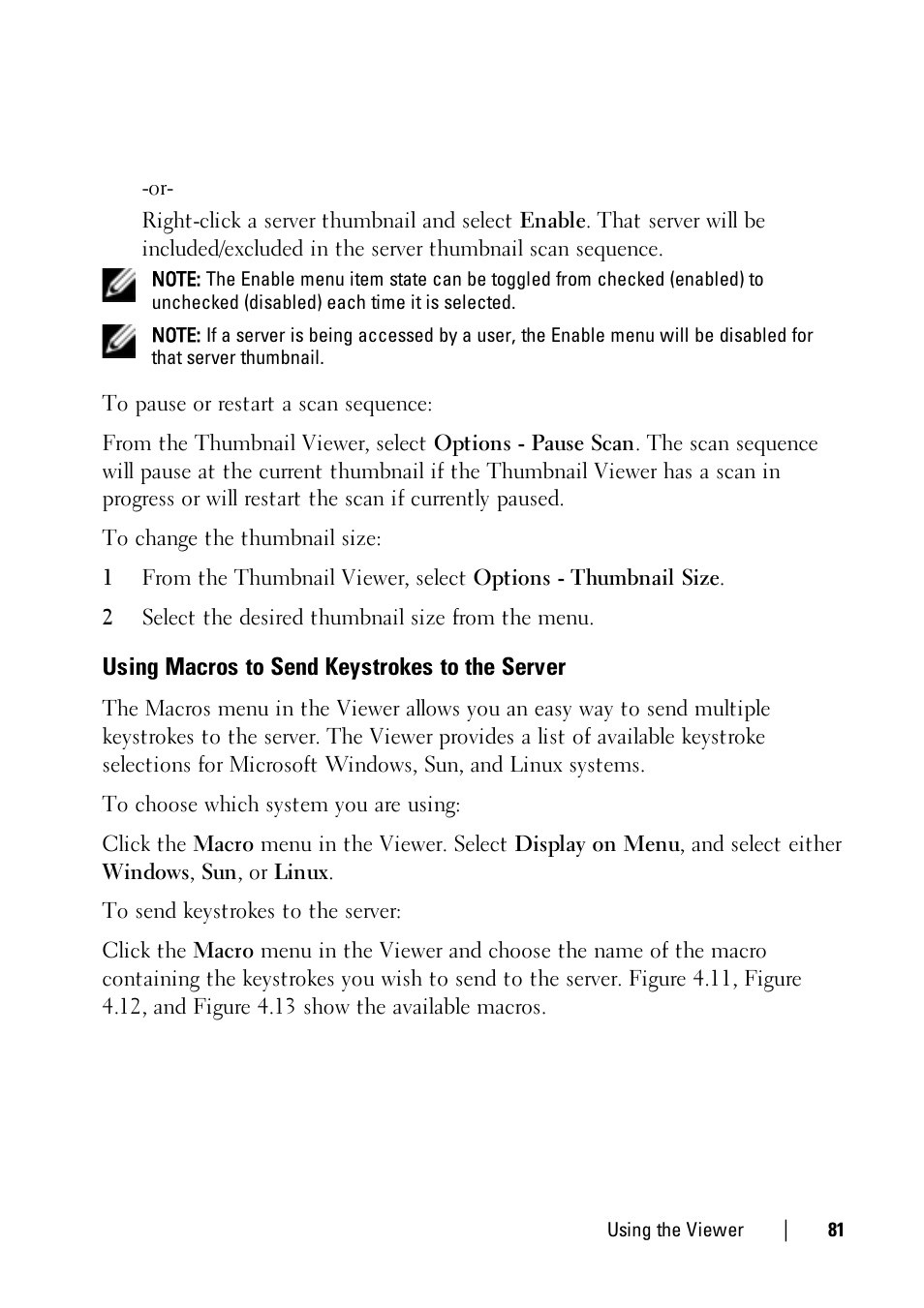 Using macros to send keystrokes to the server | Dell KVM 1081AD/ KVM 2161AD User Manual | Page 81 / 112