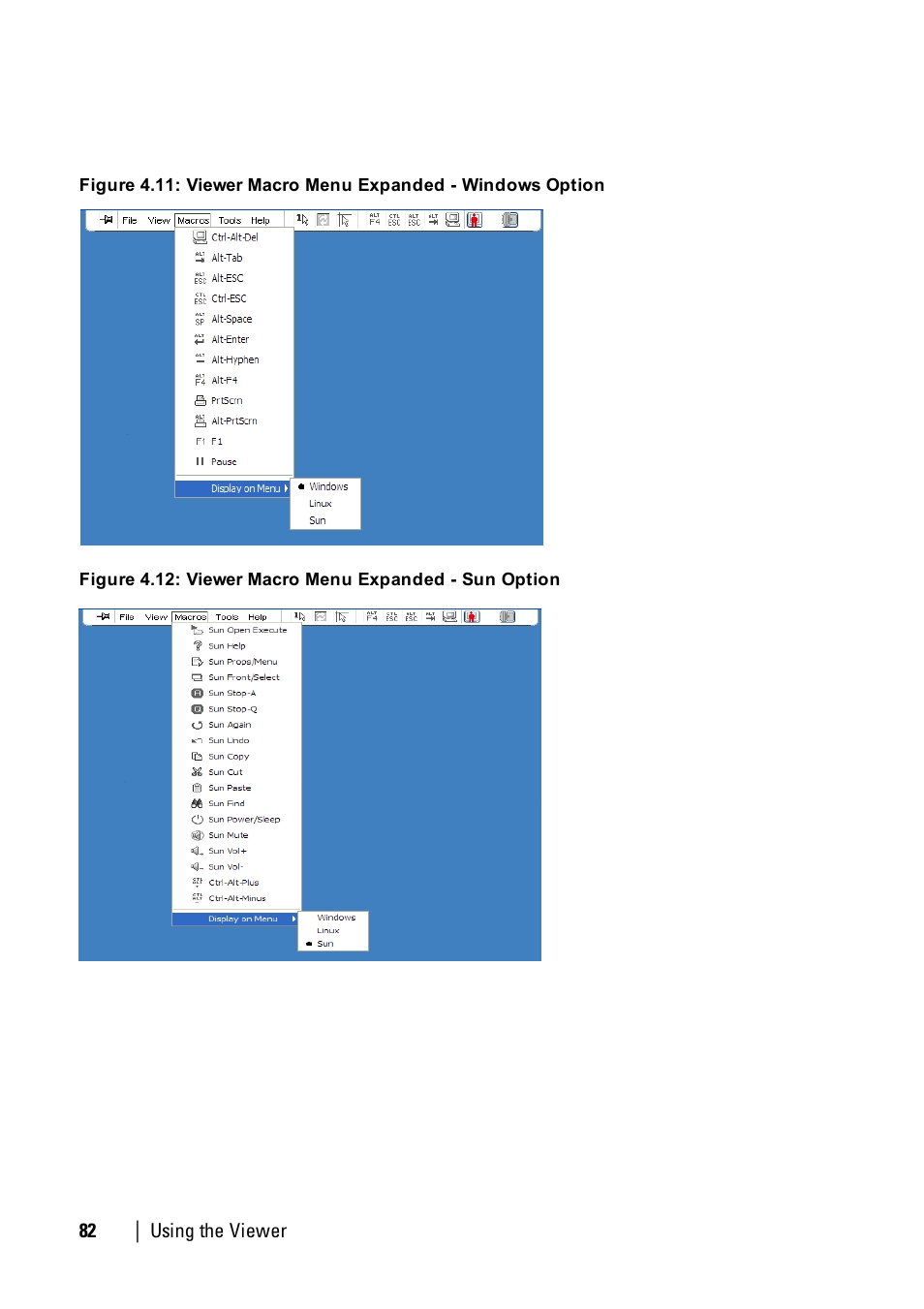Viewermacrowindows, Viewermacrosun | Dell KVM 1081AD/ KVM 2161AD User Manual | Page 82 / 112