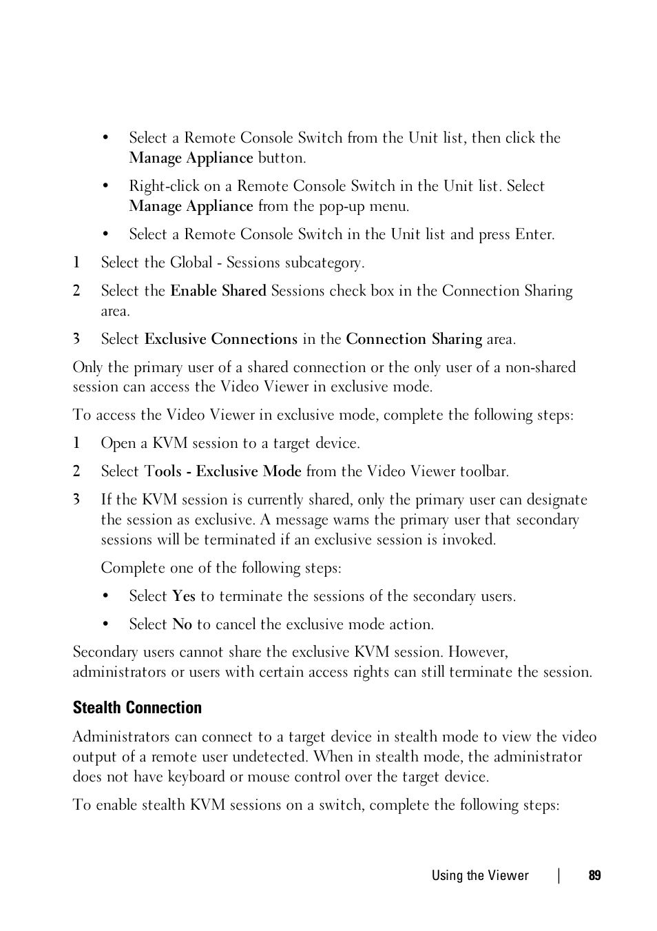 Stealth connection | Dell KVM 1081AD/ KVM 2161AD User Manual | Page 89 / 112