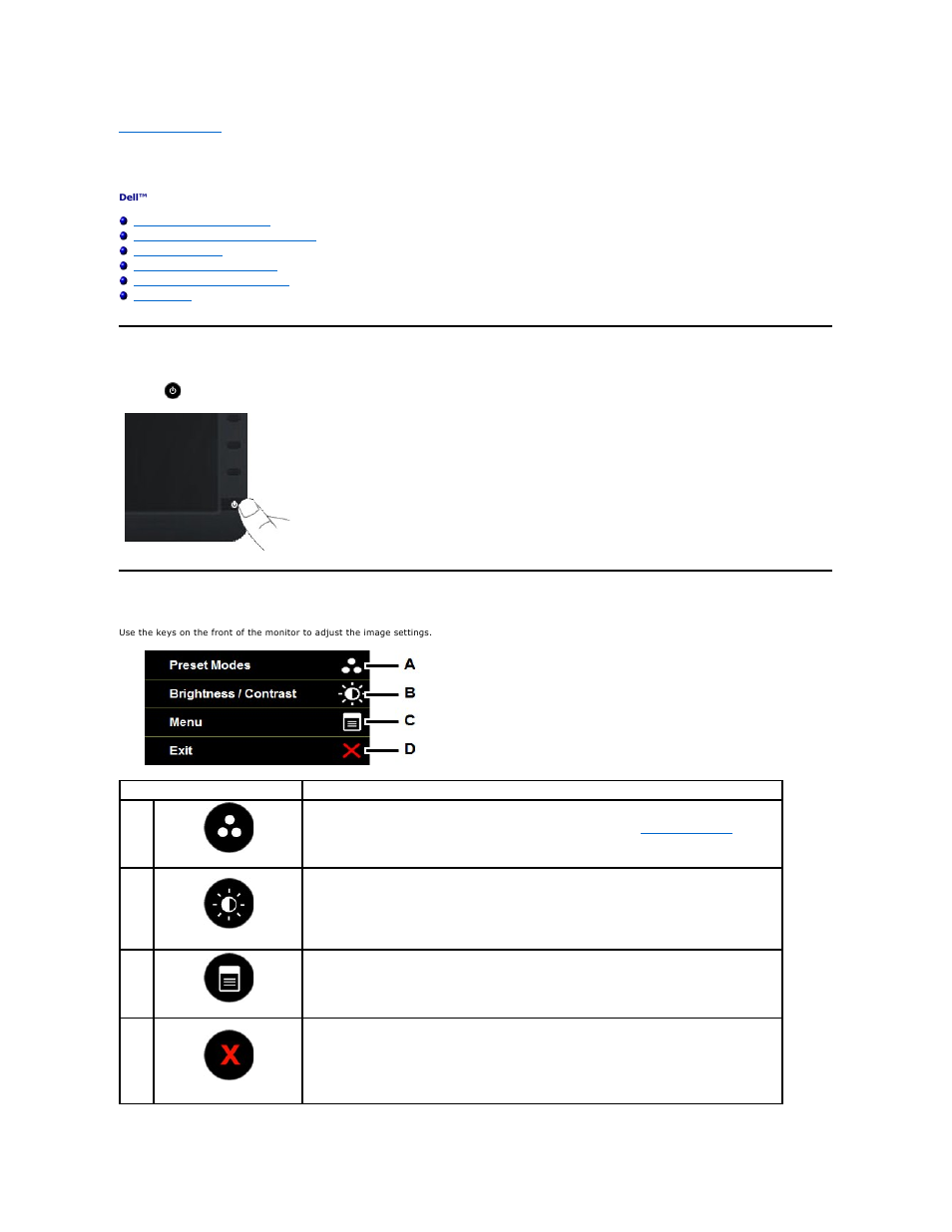 Operating the monitor, Power on the monitor, Using the front panel controls | Dell E1912H Monitor User Manual | Page 13 / 32