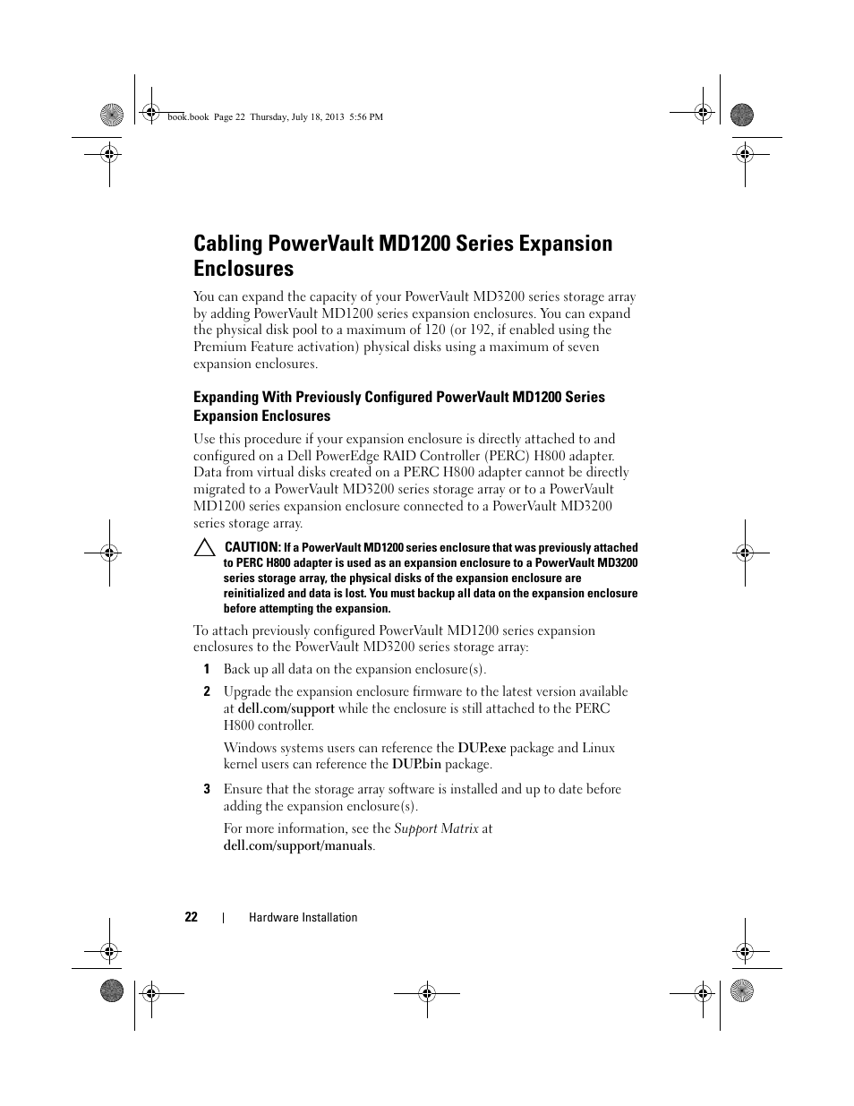 Expanding with previously configured, Powervault md1200 series expansion, Enclosures | Dell PowerVault MD3200 User Manual | Page 22 / 74