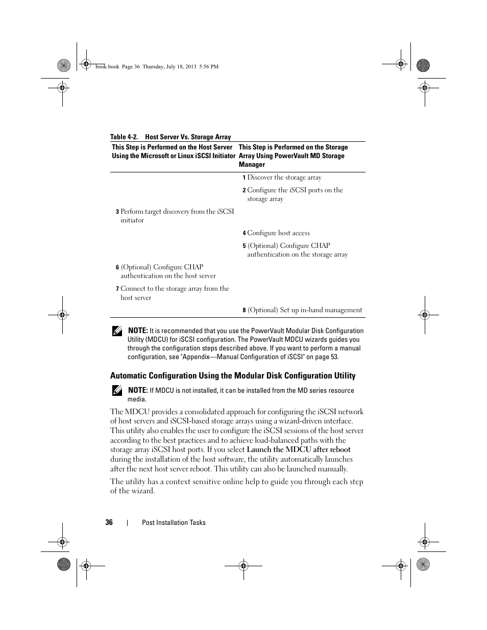 Automatic configuration using the modular, Disk configuration utility | Dell PowerVault MD3200 User Manual | Page 36 / 74