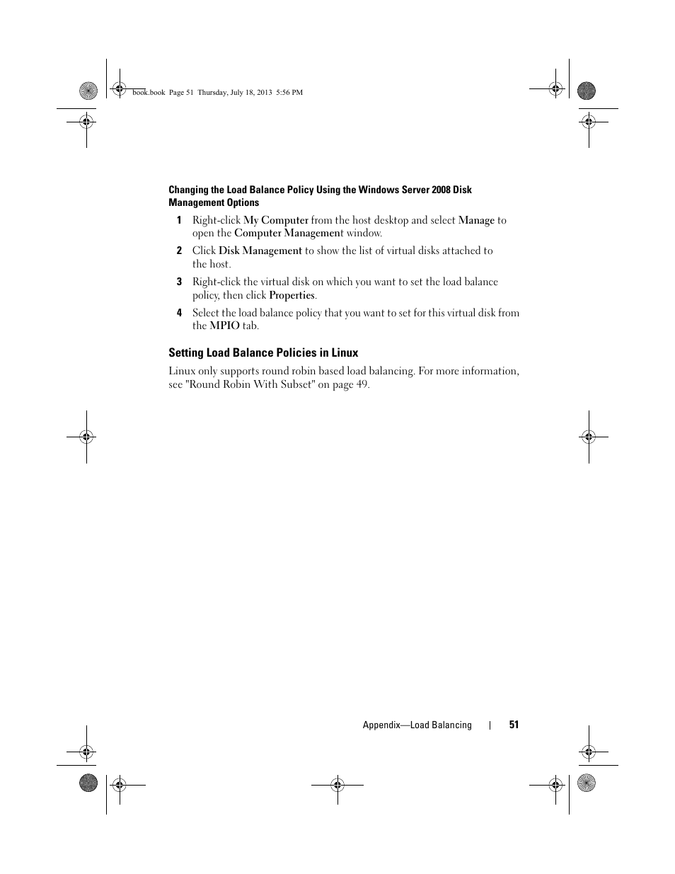 Setting load balance policies in linux | Dell PowerVault MD3200 User Manual | Page 51 / 74