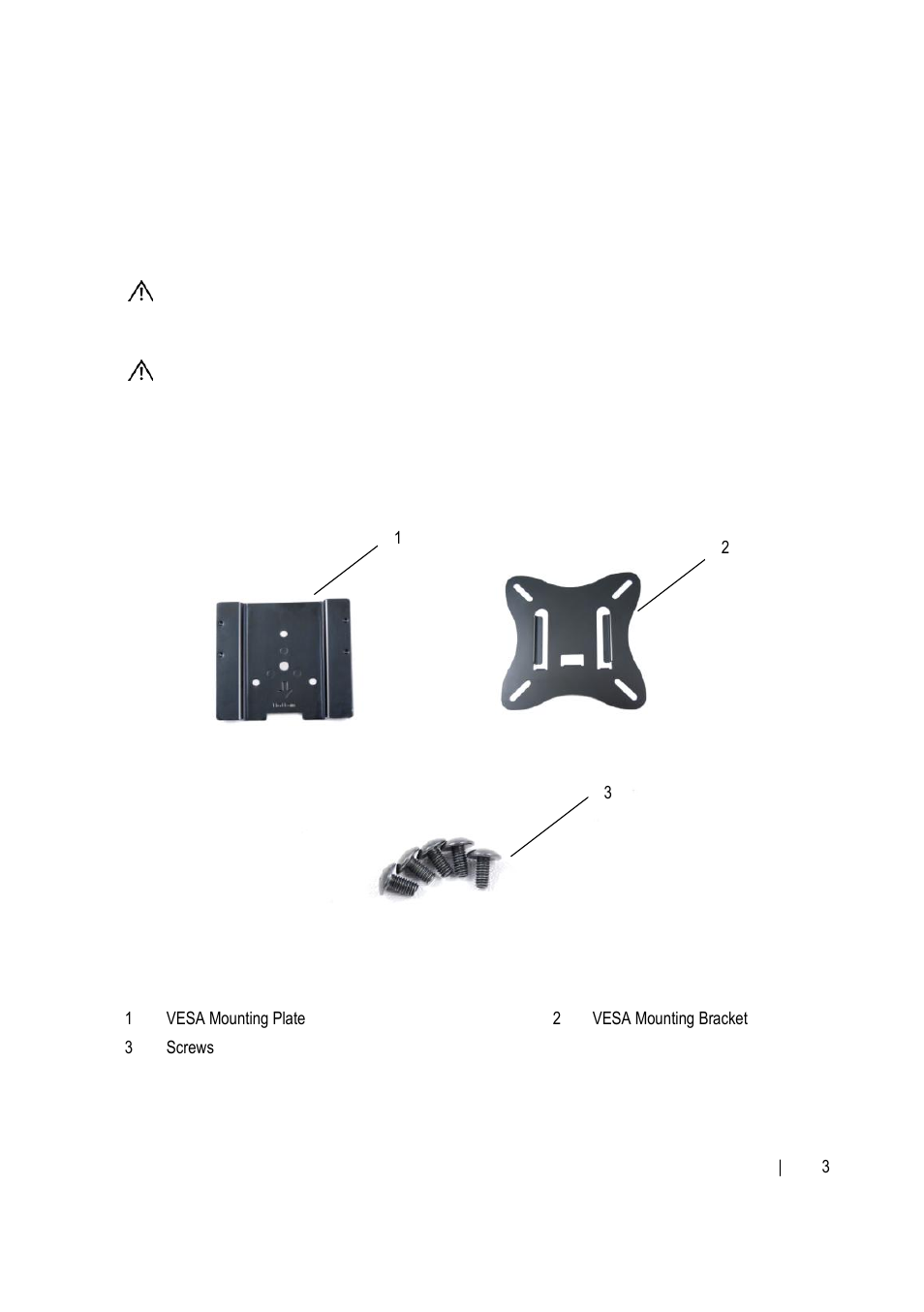 Vesa mounting materials | Dell OptiPlex FX170 (Mid 2011) User Manual | Page 3 / 8