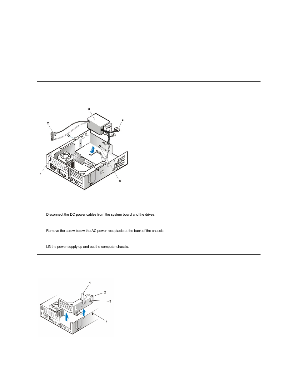 System power supply, Expansion-card cage, Remove the power supply | Dell OptiPlex GX100 User Manual | Page 50 / 59