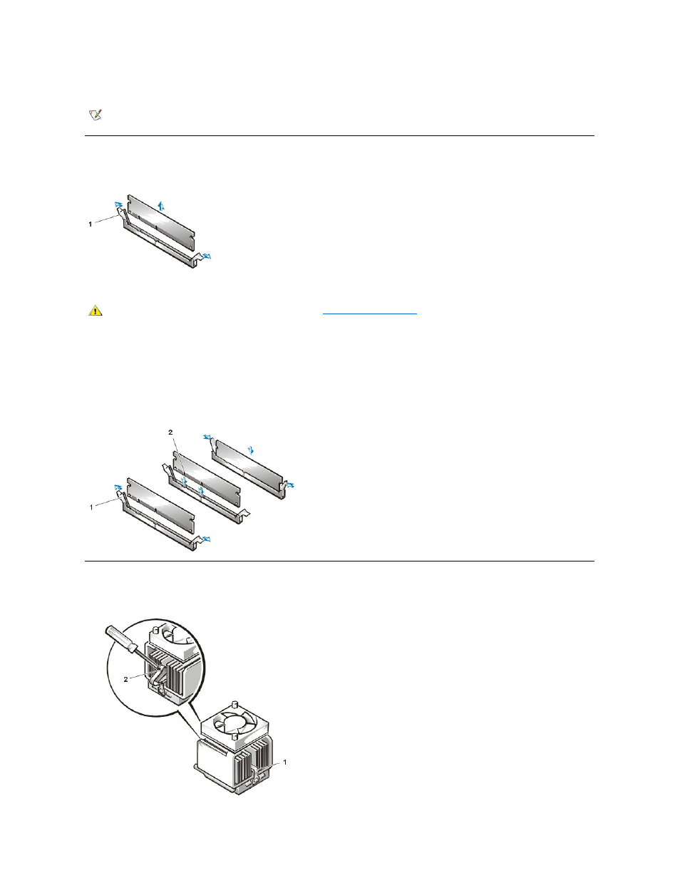 Dimms, Microprocessor/heat sink assembly | Dell OptiPlex GX100 User Manual | Page 55 / 59