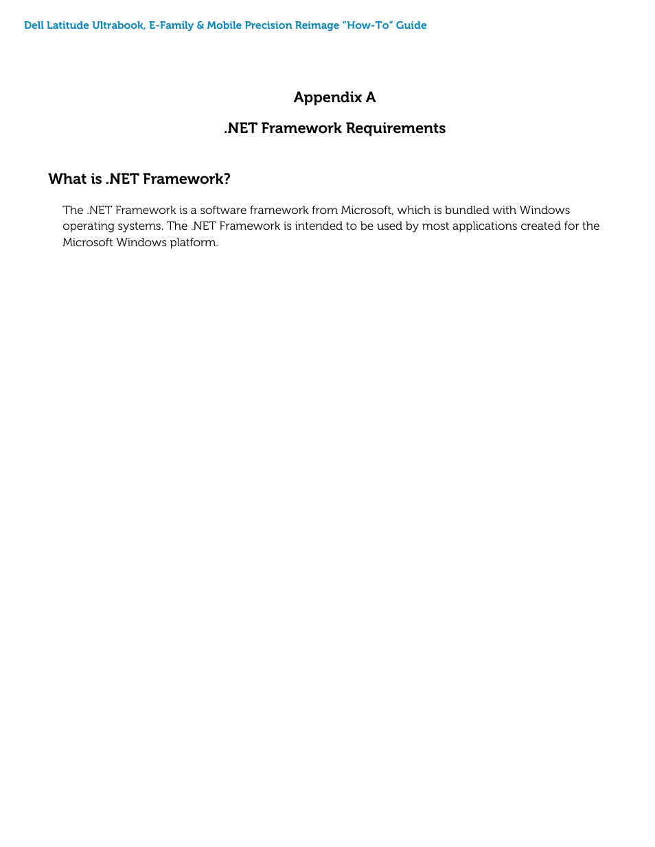 Appendix a - .net requirements, Appendix b - 512e / 4kbe hdd re-image guidelines | Dell Latitude E6230 (Mid 2012) User Manual | Page 33 / 46