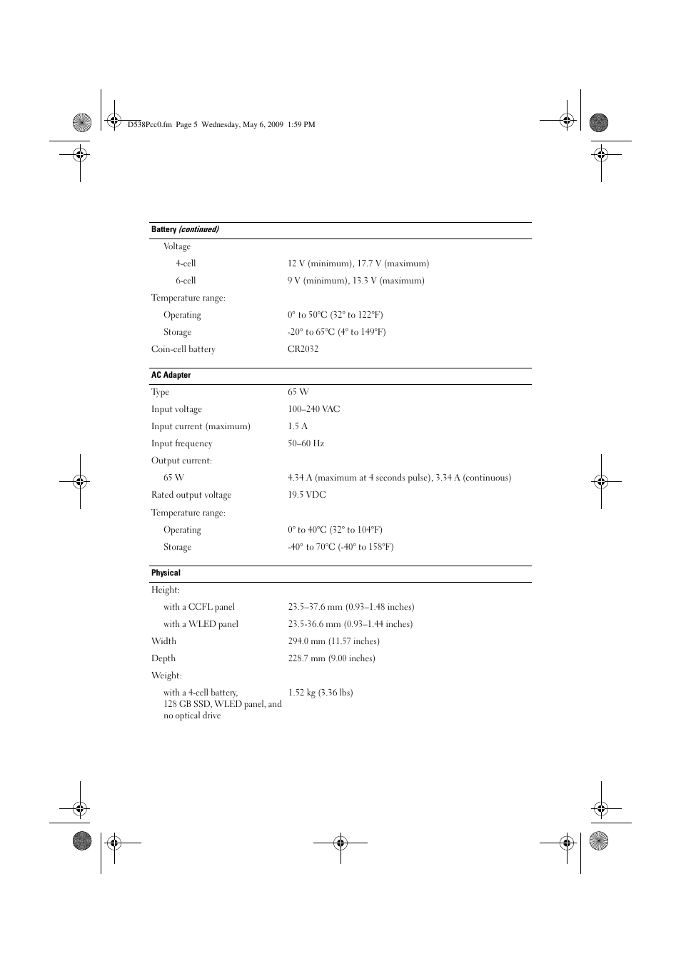Dell Vostro 1220 (Mid 2009) User Manual | Page 5 / 6