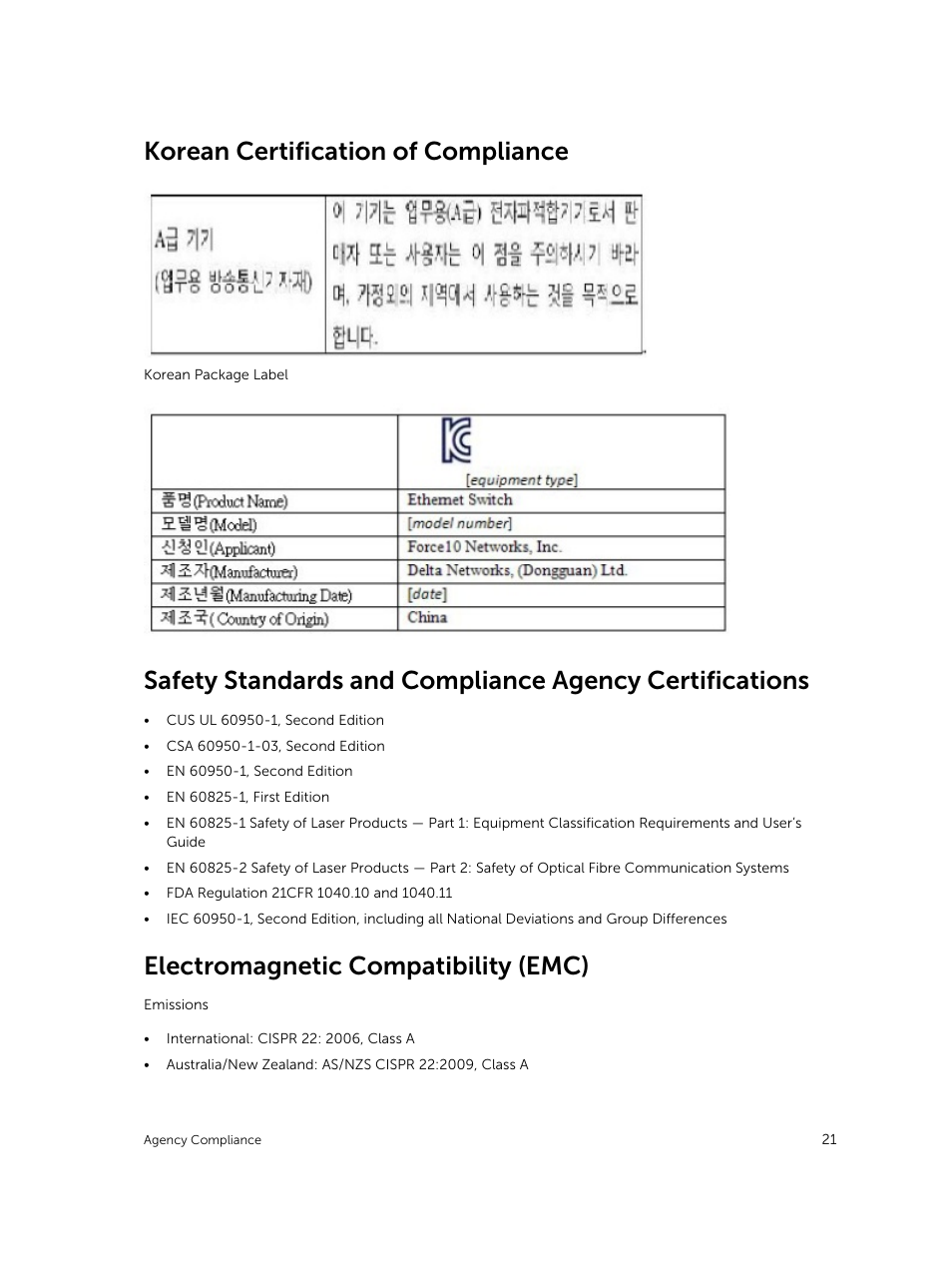 Korean certification of compliance, Electromagnetic compatibility (emc) | Dell PowerEdge FX2/FX2s User Manual | Page 21 / 24