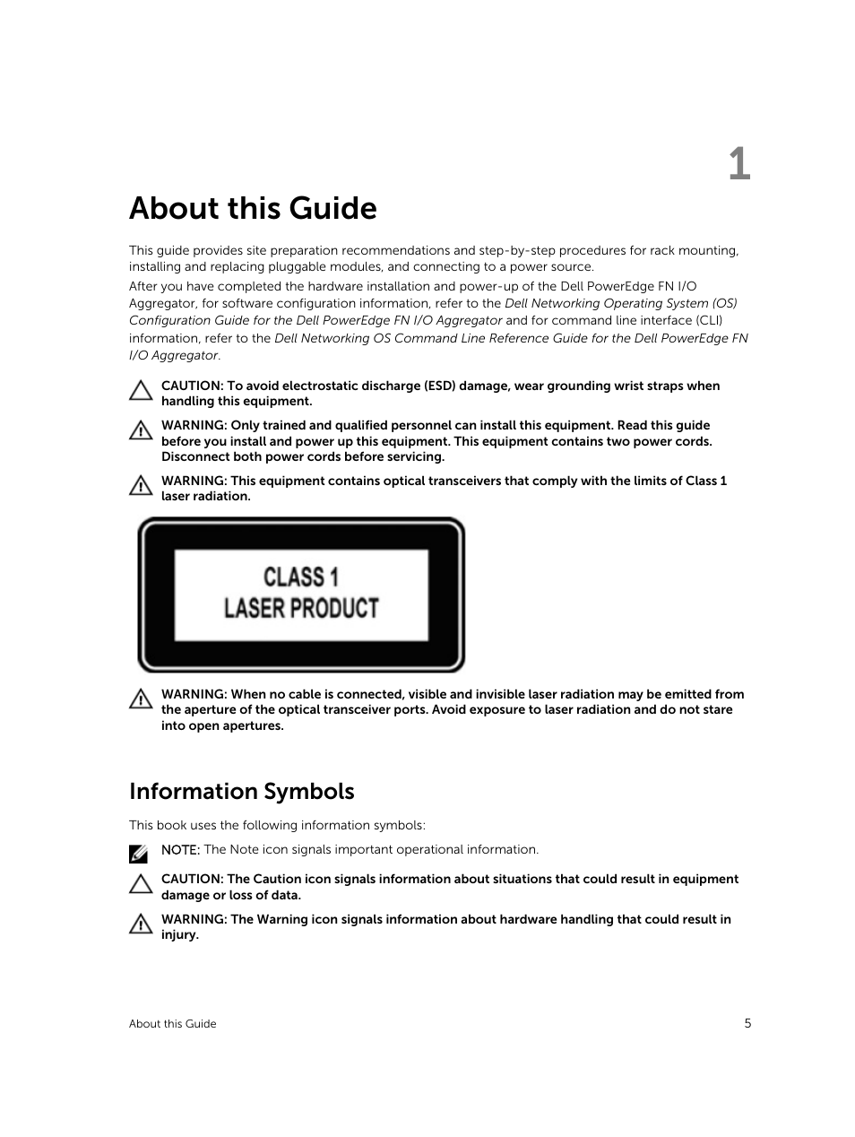 About this guide, Information symbols, 1 about this guide | Dell PowerEdge FX2/FX2s User Manual | Page 5 / 24