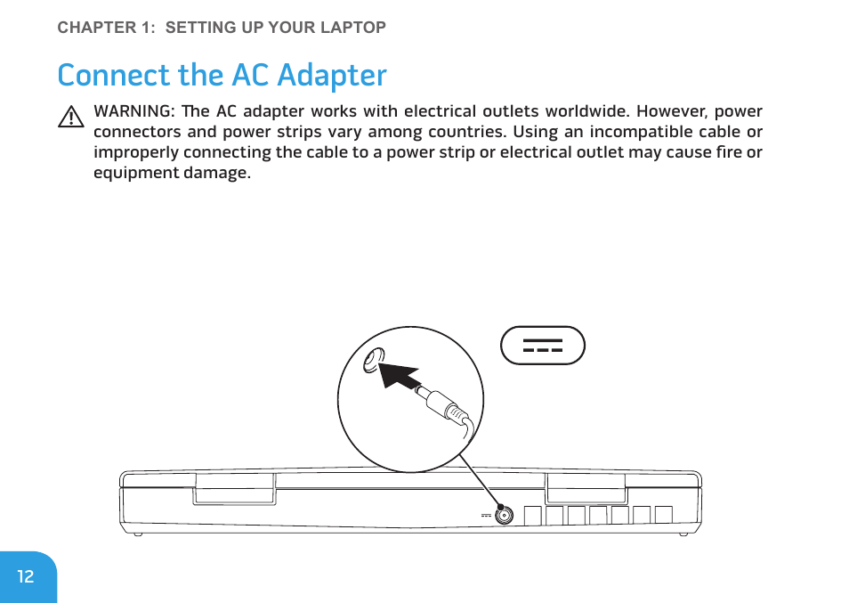 Connect the ac adapter | Dell Alienware M11x (Early 2010) User Manual | Page 12 / 100