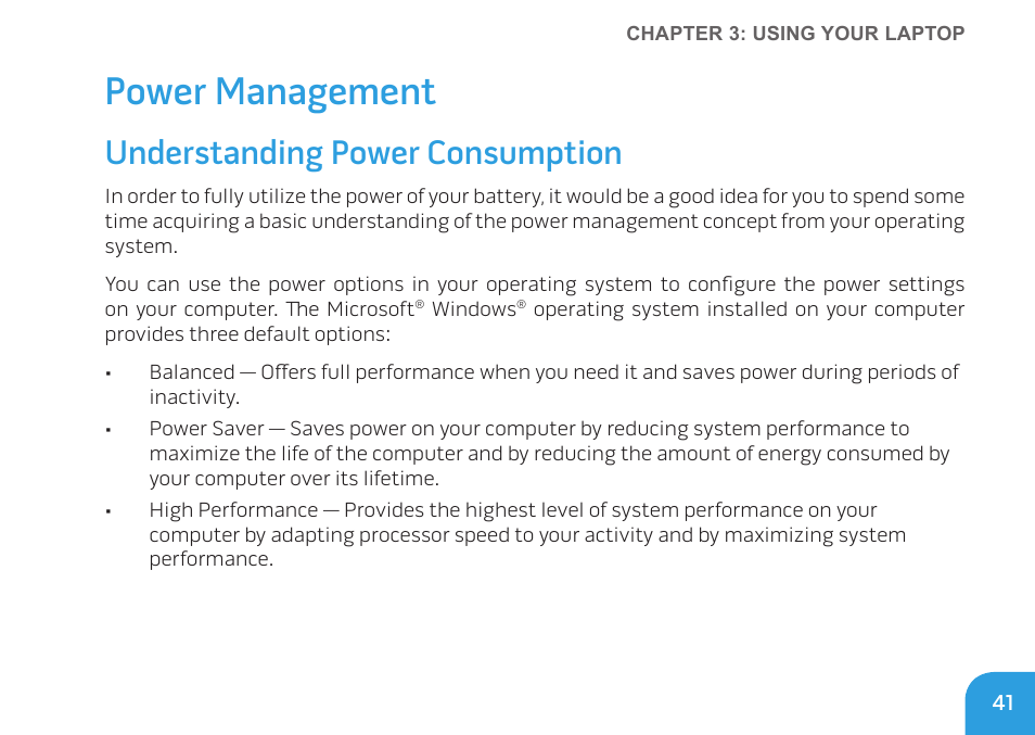 Power management, Understanding power consumption | Dell Alienware M11x (Early 2010) User Manual | Page 41 / 100