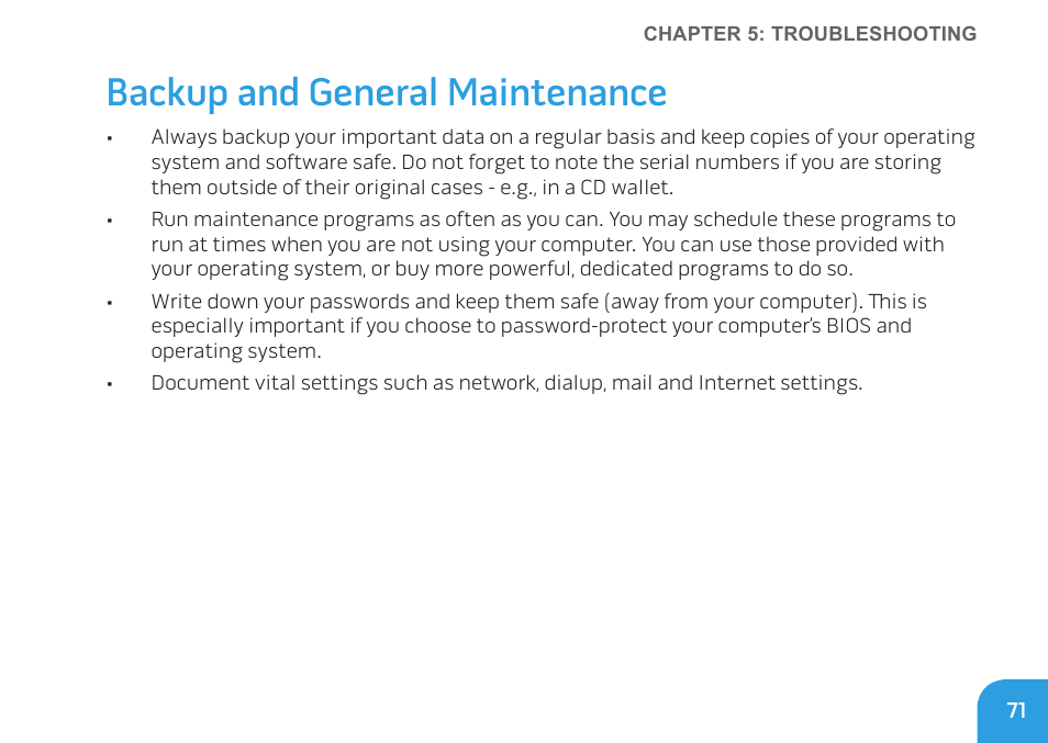 Backup and general maintenance | Dell Alienware M11x (Early 2010) User Manual | Page 71 / 100