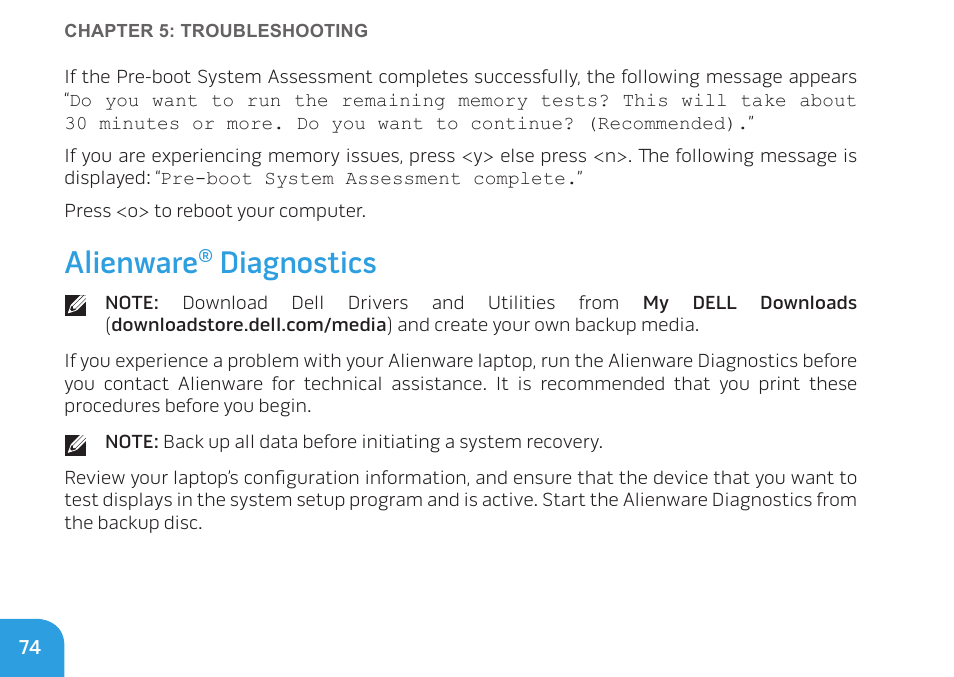 Alienware, Diagnostics | Dell Alienware M11x (Early 2010) User Manual | Page 74 / 100