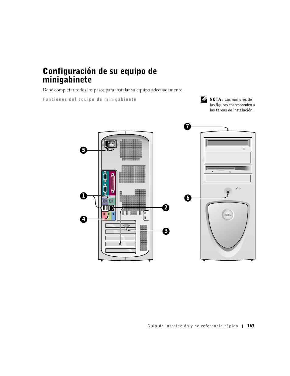 Configuración de su equipo de minigabinete | Dell Precision 340 User Manual | Page 163 / 206