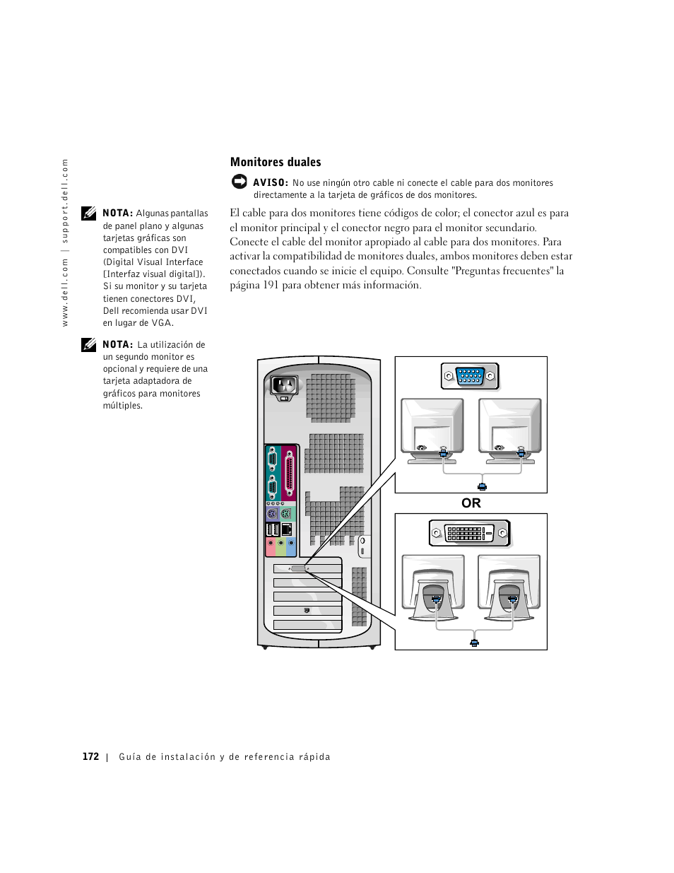 Monitores duales | Dell Precision 340 User Manual | Page 172 / 206